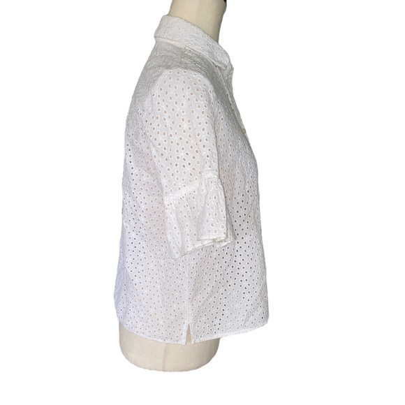 Madewell White Eyelet Lace Bell Sleeve Top Blouse - XS - Picture 6 of 14
